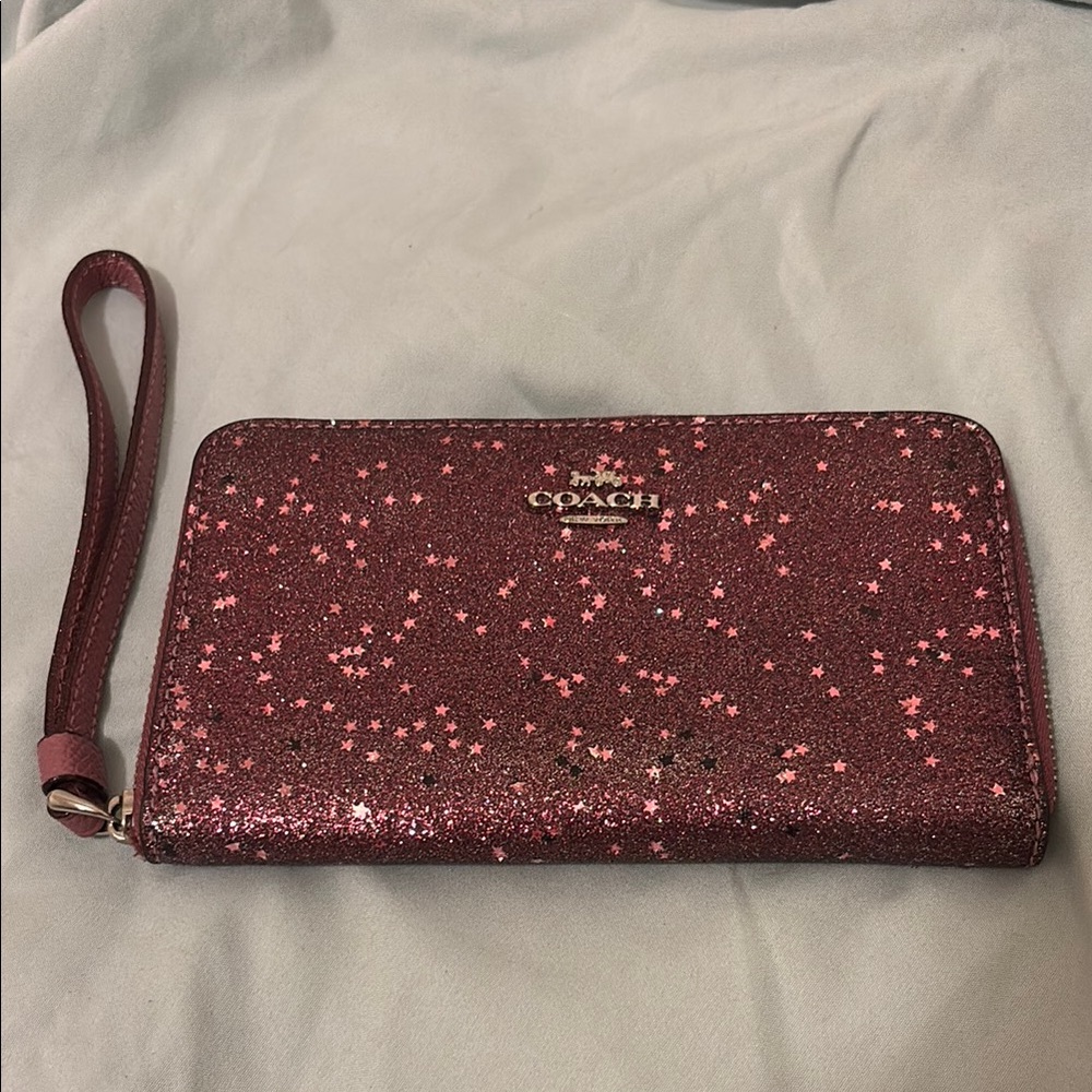Coach Glittery Pink Star Wristlet